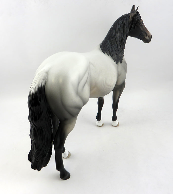 ONE O&#39;CLOCK CALL-OOAK BLUE ROAN RABICANO ISH MODEL HORSE 12/22