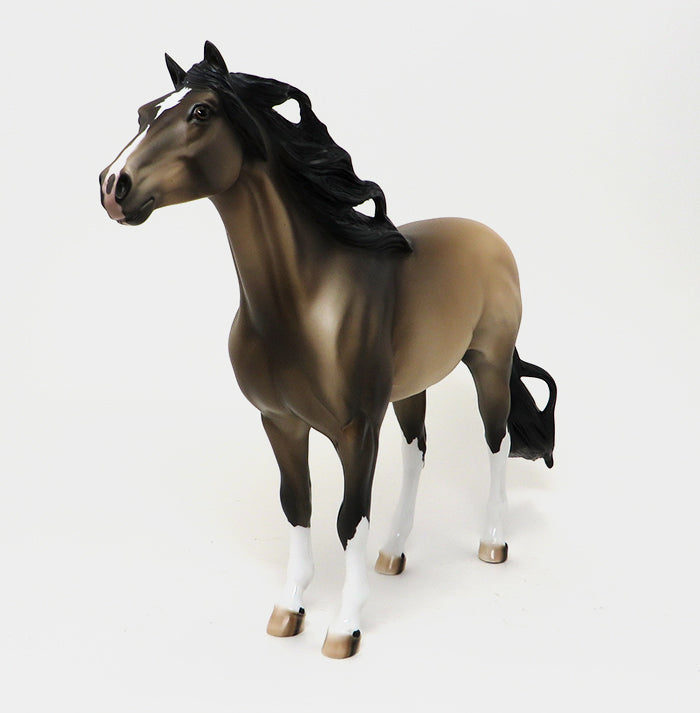 HOPI - OOAK SOOTY BUCKSKIN SPAINISH MUSTANG MODEL HORSE - 10/22