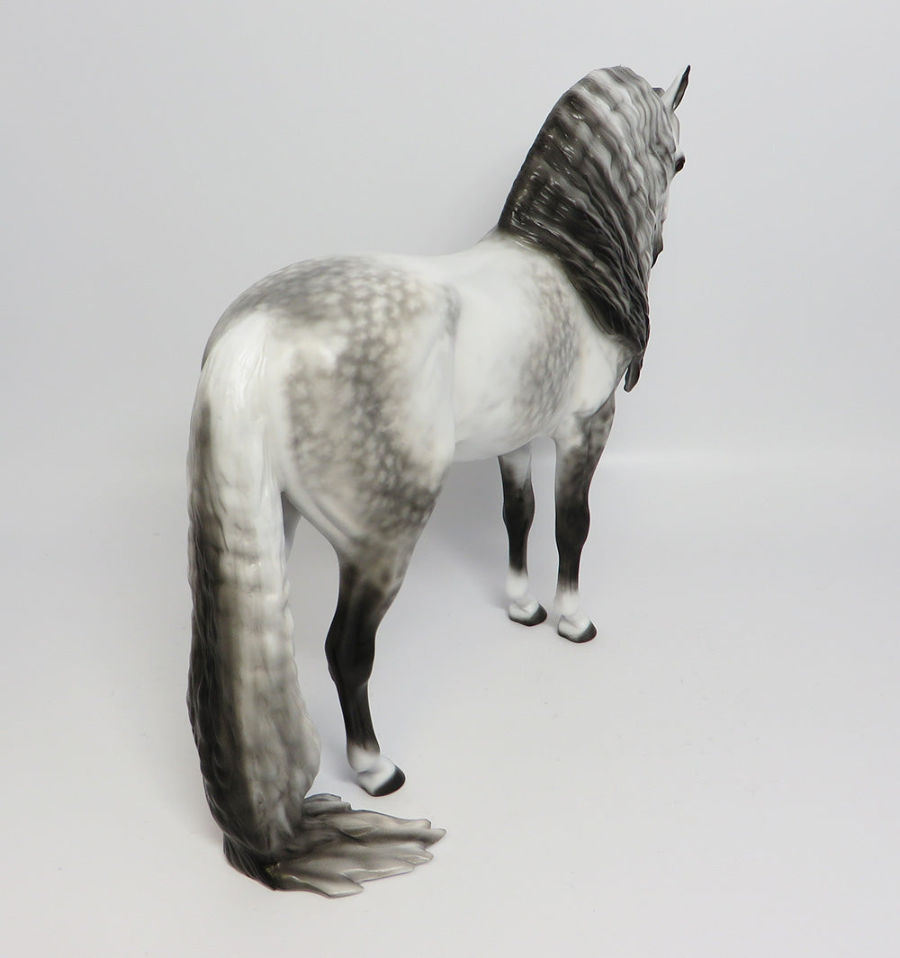 HERCOS-OOAK STAR DAPPLE GREY PUDDLE TAIL ANDALUSIAN MODEL HORSE BY SHERYL LEISURE 6/2/17