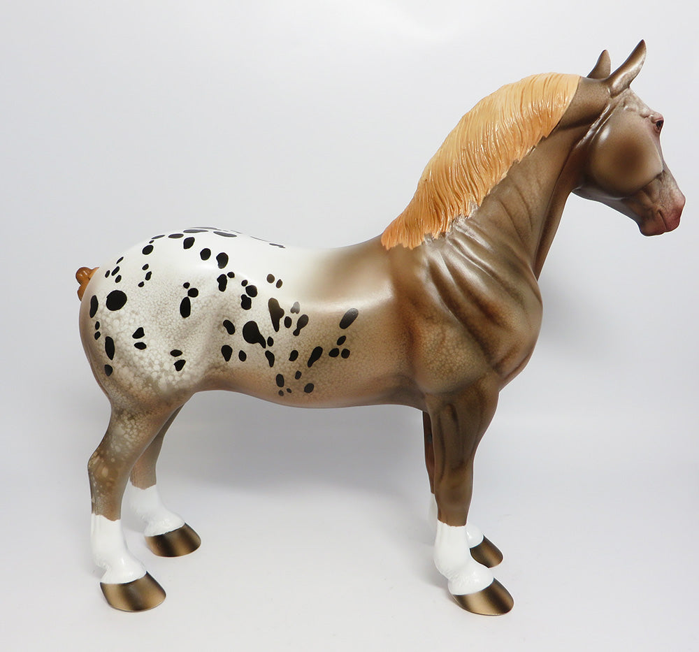 ADRAIN-OOAK LIVER CHESTNUT APPALOOSA STANDING DRAFTER MODEL HORSE 6/2/17