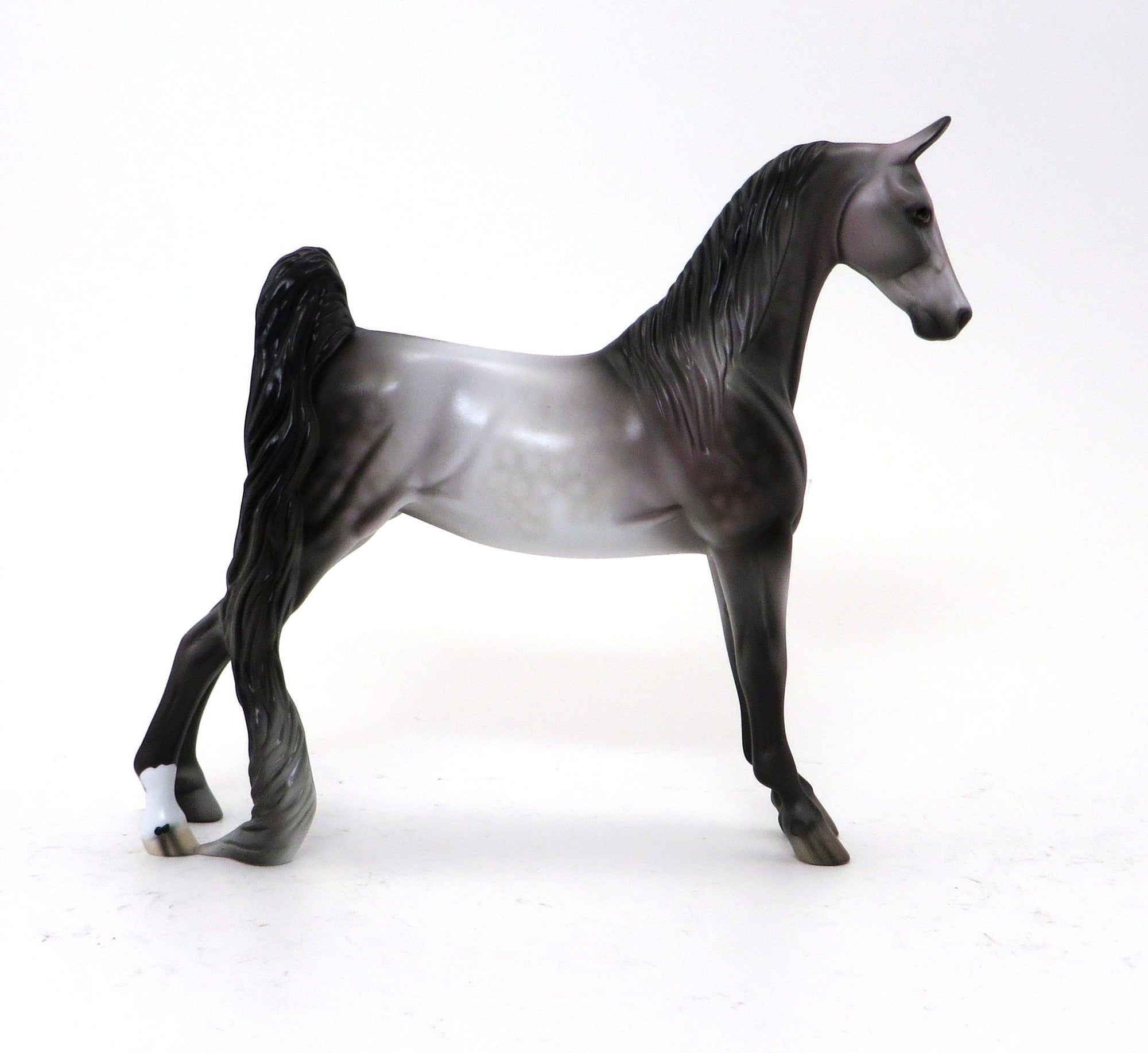 FIGHT - DAPPLE ROSE GREY SADDLEBRED PEBBLES MODEL HORSE - BREAST CANCER AWARENESS LE-3