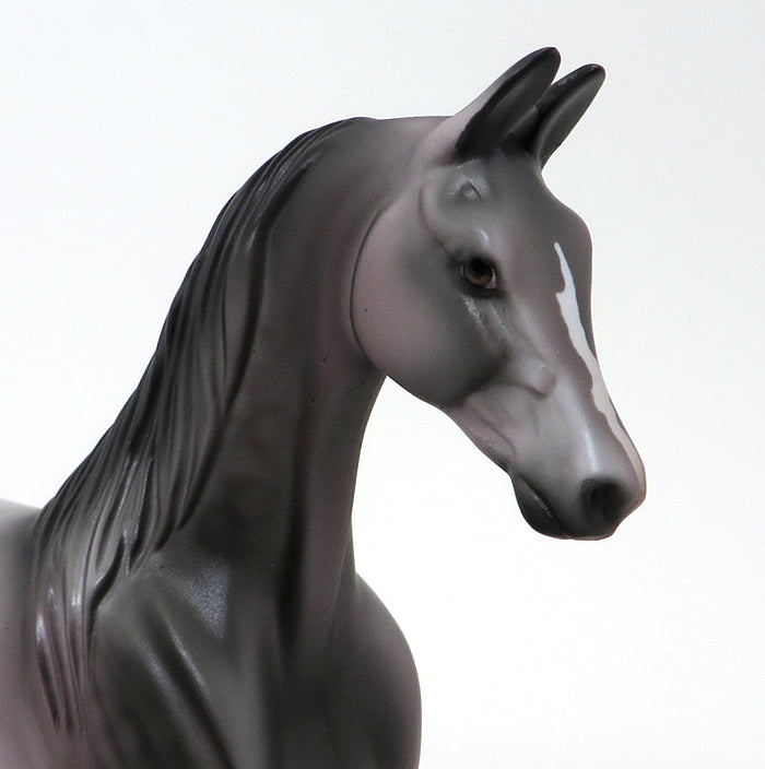 FIGHT - DAPPLE ROSE GREY SADDLEBRED PEBBLES MODEL HORSE - BREAST CANCER AWARENESS LE-3