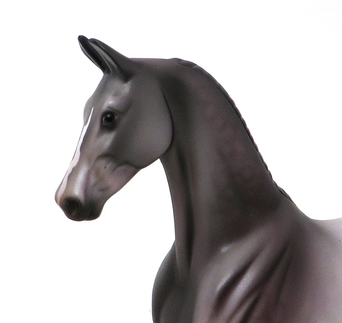 FIGHT - DAPPLE ROSE GREY SADDLEBRED PEBBLES MODEL HORSE - BREAST CANCER AWARENESS LE-3