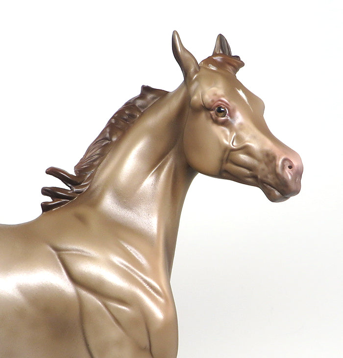 FLO - OOAK REVERSE DAPPLE CHAMPAGNE YEARLING MODEL HORSE by SHERYL LEISURE - 1/29