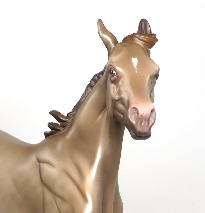 FLO - OOAK REVERSE DAPPLE CHAMPAGNE YEARLING MODEL HORSE by SHERYL LEISURE - 1/29