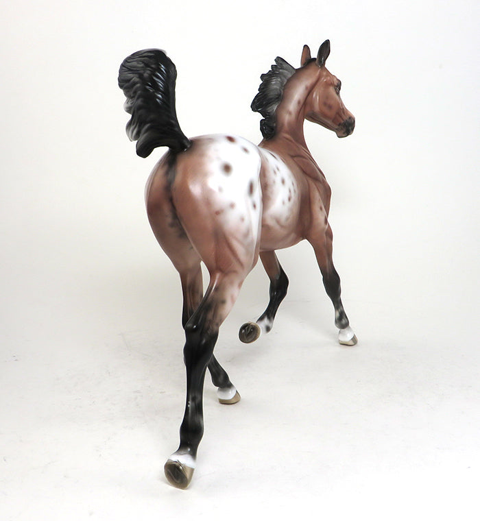 MY SECRET FANTASY~OOAK-BAY VARNISH ROAN APPALOOSA YEARLING MODEL HORSE 12/15