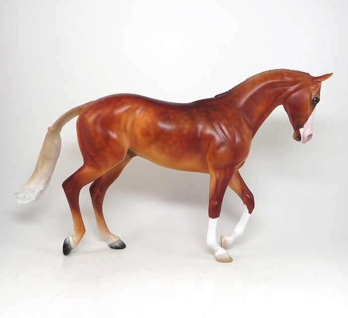 BEST OPTION - OOAK DAPPLED CHESTNUT THOROUGHBRED MODEL HORSE by SHEILA BISHOP - 2/11