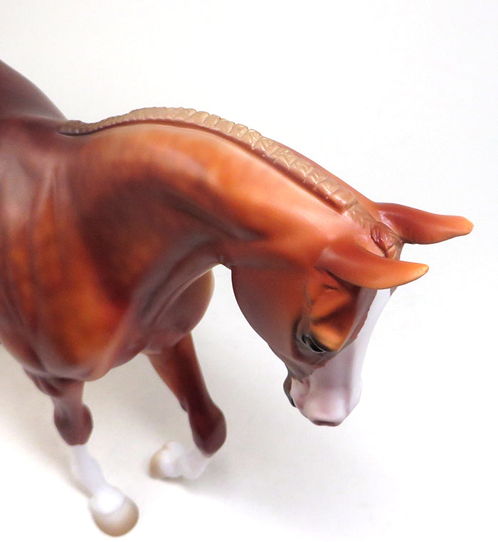 BEST OPTION - OOAK DAPPLED CHESTNUT THOROUGHBRED MODEL HORSE by SHEILA BISHOP - 2/11