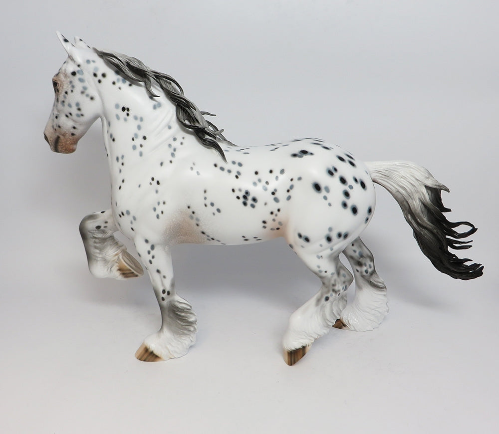 MAGNETIC-OOAK LEOPARD APPALOOSA TROTTING DRAFTER MODEL HORSE BY DAWN QUICK 12/27/17