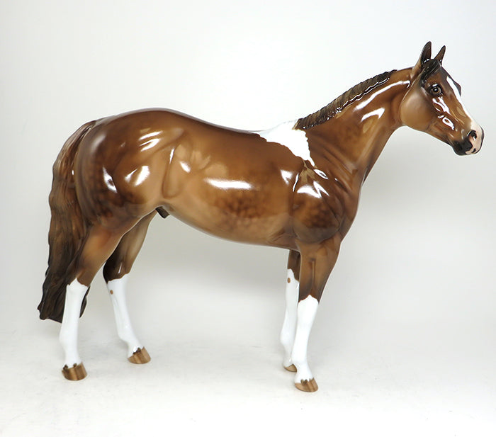 BE CHARMED- OOAK -DAPPLED CHESTNUT PAINT ISH MODEL HORSE- BY JULIE KEIM 12/11