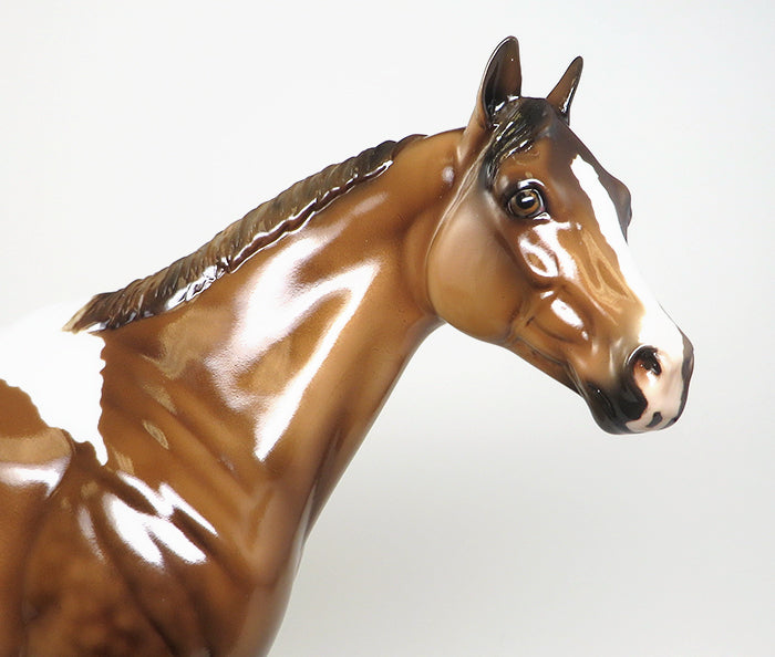 BE CHARMED- OOAK -DAPPLED CHESTNUT PAINT ISH MODEL HORSE- BY JULIE KEIM 12/11