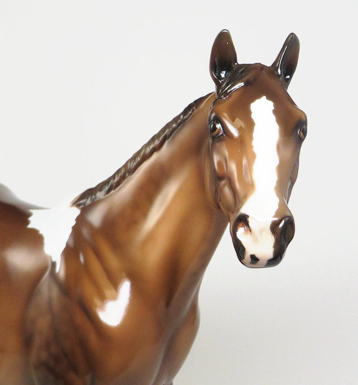 BE CHARMED- OOAK -DAPPLED CHESTNUT PAINT ISH MODEL HORSE- BY JULIE KEIM 12/11