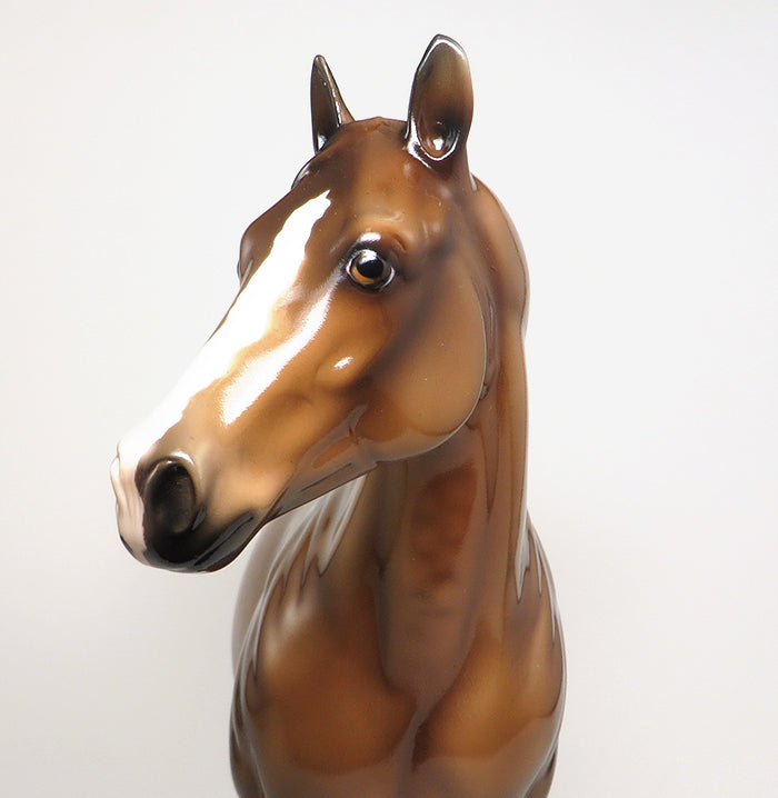 BE CHARMED- OOAK -DAPPLED CHESTNUT PAINT ISH MODEL HORSE- BY JULIE KEIM 12/11