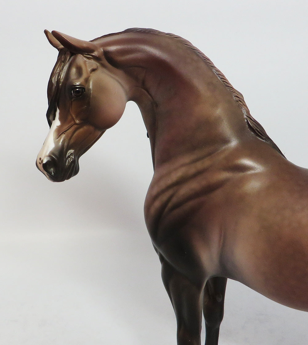 BEJEWELD-OOAK DAPPLE ROSE GREY ARABIAN MODEL HORSE BY DAWN QUICK 12/26/17