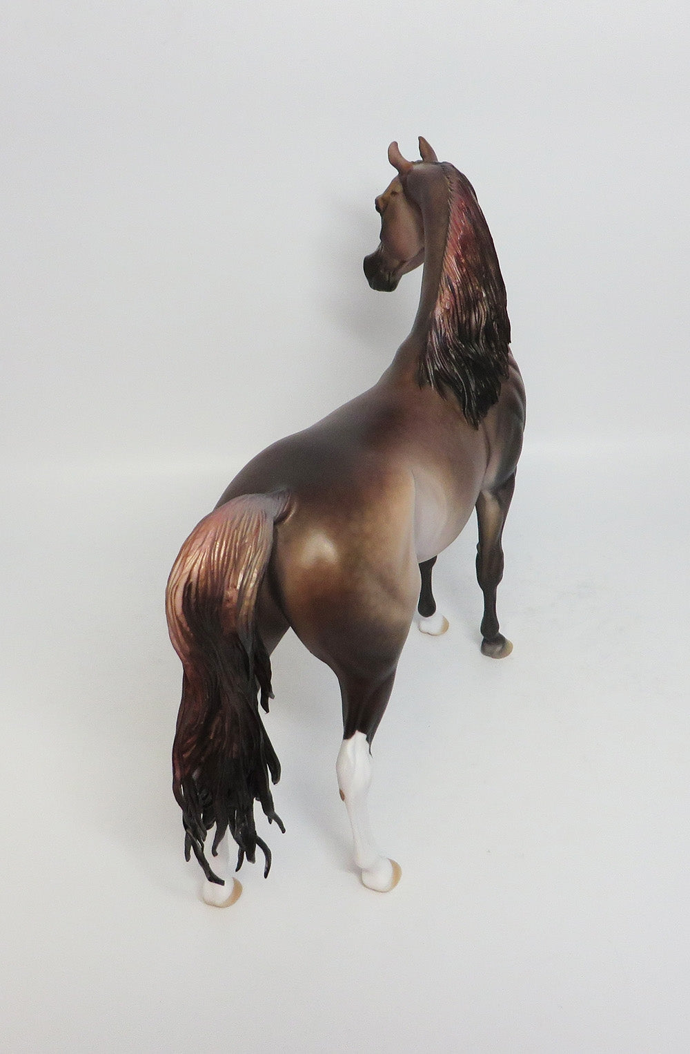 BEJEWELD-OOAK DAPPLE ROSE GREY ARABIAN MODEL HORSE BY DAWN QUICK 12/26/17