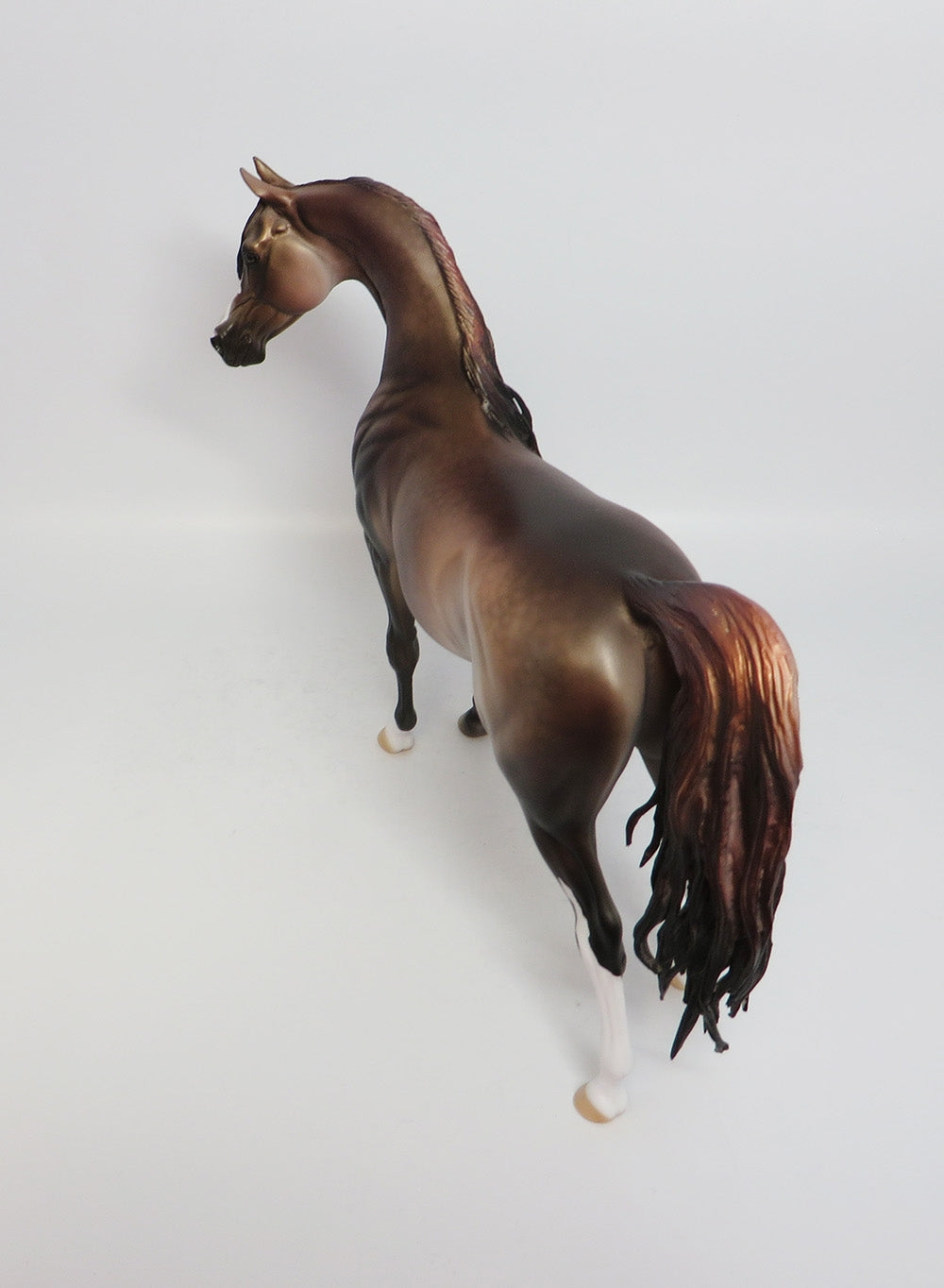 BEJEWELD-OOAK DAPPLE ROSE GREY ARABIAN MODEL HORSE BY DAWN QUICK 12/26/17