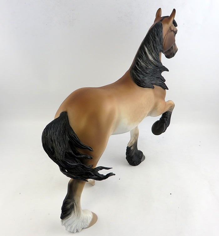 FRENCHY-OOAK PRIMITIVE DAPPLE BAY PANGRE TROTTING DRAFTER MODEL HORSE BY SHERYL LEISURE 1/7/17