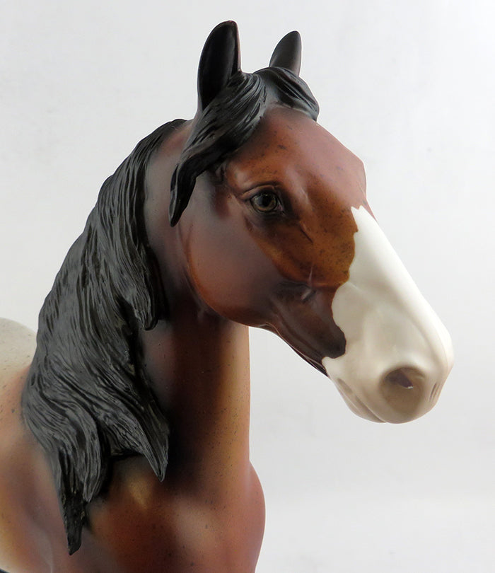 TABACCO-OOAK BAY ROAN TROTTING DRAFTER MODEL HORSE 1/6/17