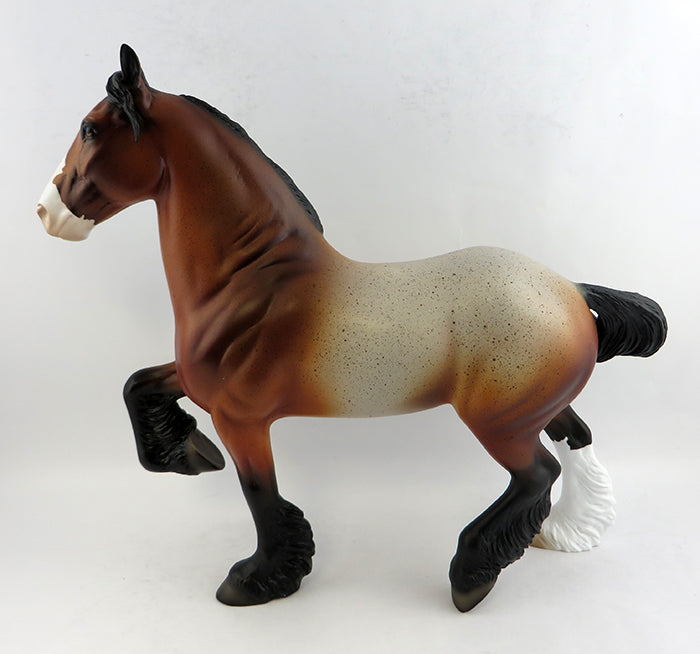 TABACCO-OOAK BAY ROAN TROTTING DRAFTER MODEL HORSE 1/6/17