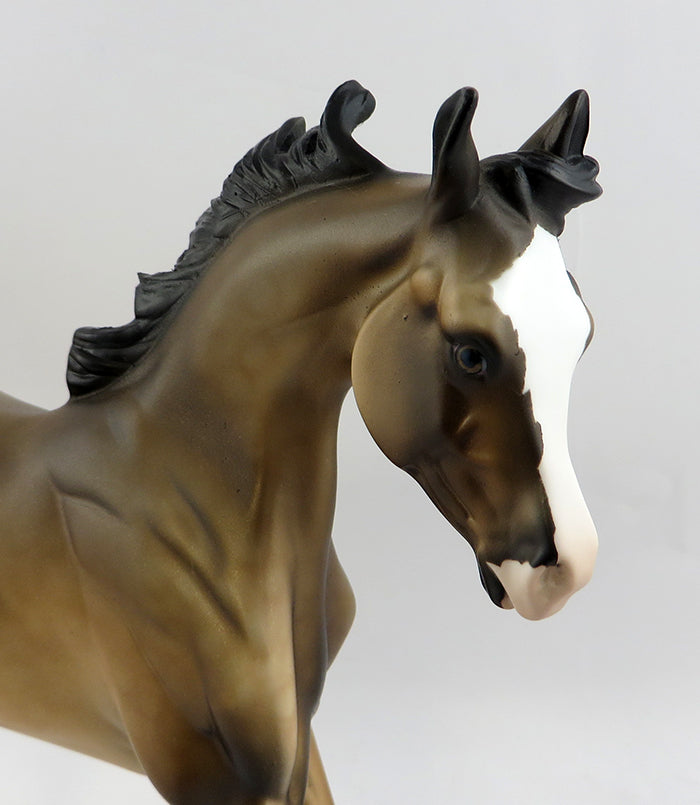 URSULA-OOAK DAPPLE BUCKSKIN YEARLING MODEL HORSE 1/10