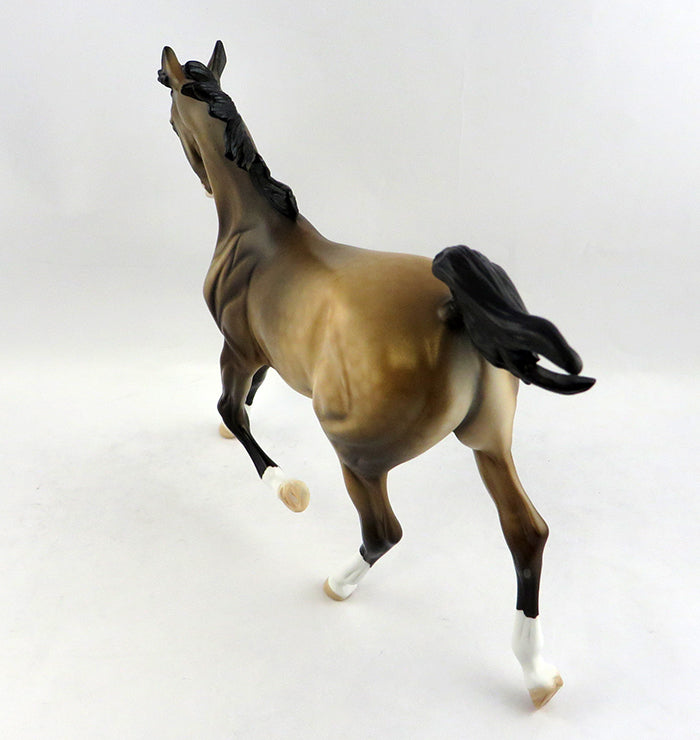 URSULA-OOAK DAPPLE BUCKSKIN YEARLING MODEL HORSE 1/10