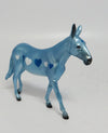 FLIRT-OOAK BLUE DECORATOR MULE CHIP WITH BLUE AND WHITE HEARTS MODEL HORSE 1-17-18