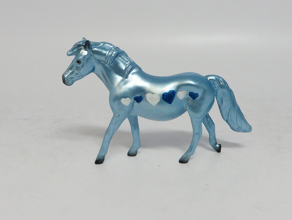 STYX-OOAK NON CUSTOM METALLIC LIGHT BLUE PONY CHIP W/ HEARTS EA 2018