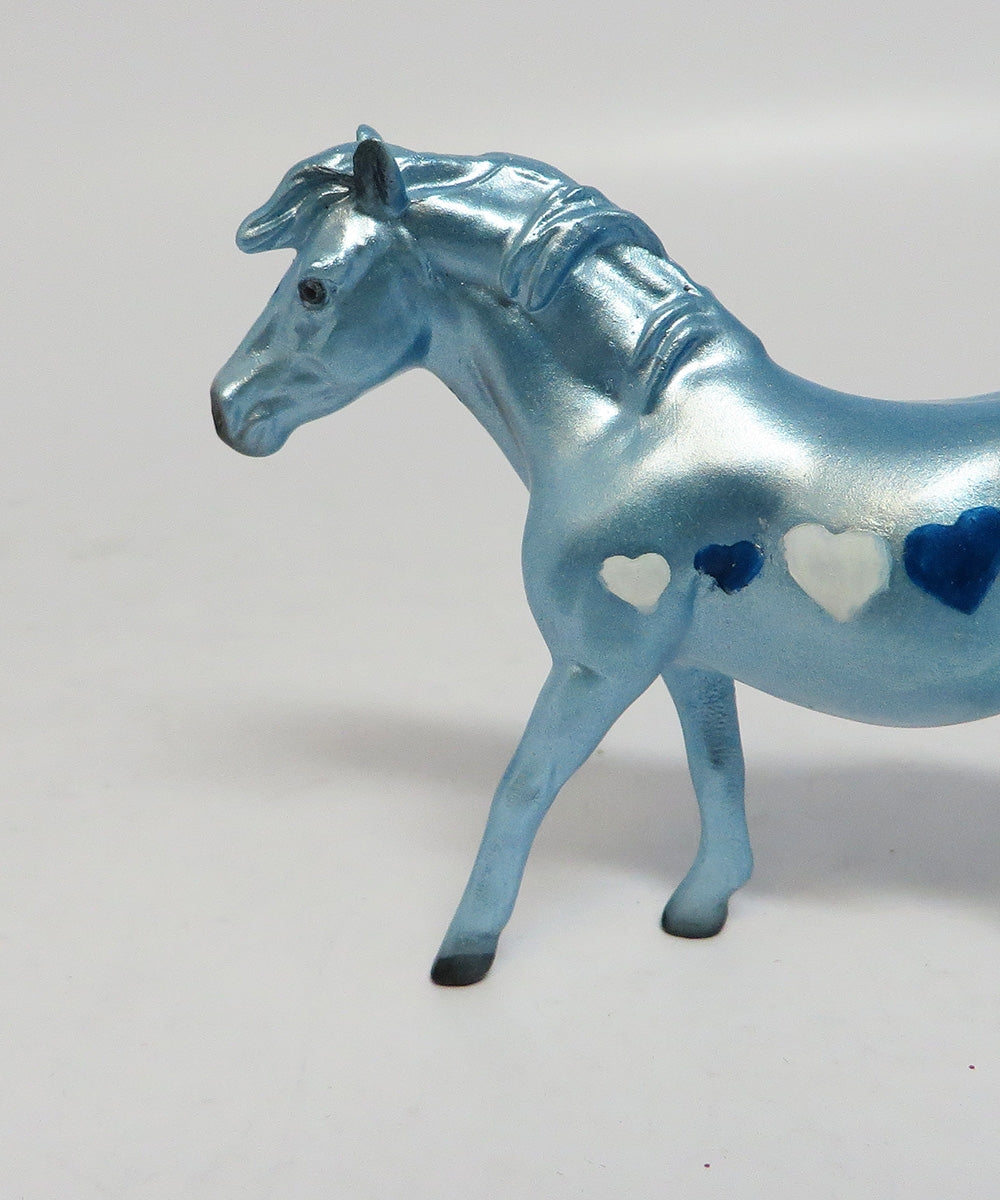 STYX-OOAK NON CUSTOM METALLIC LIGHT BLUE PONY CHIP W/ HEARTS EA 2018