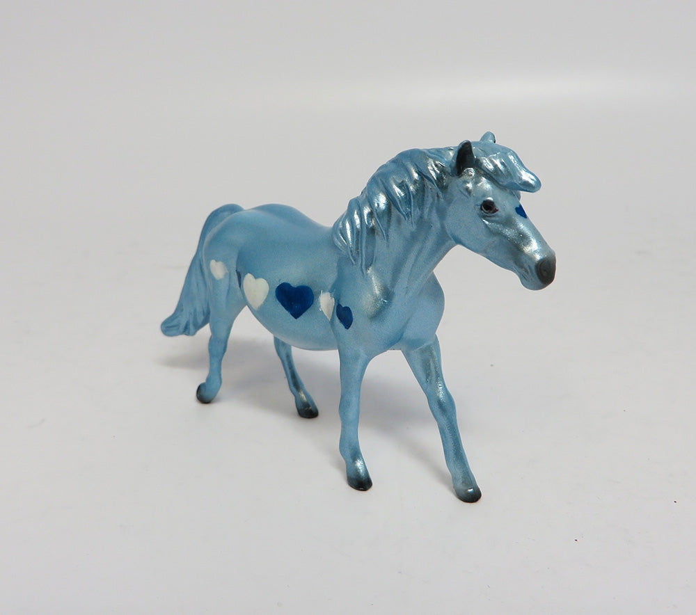 STYX-OOAK NON CUSTOM METALLIC LIGHT BLUE PONY CHIP W/ HEARTS EA 2018