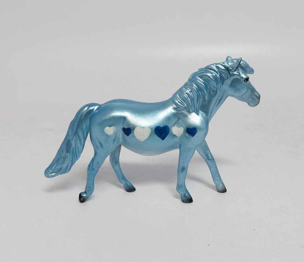 STYX-OOAK NON CUSTOM METALLIC LIGHT BLUE PONY CHIP W/ HEARTS EA 2018