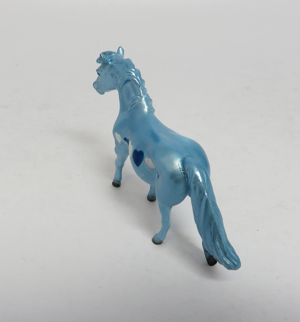 STYX-OOAK NON CUSTOM METALLIC LIGHT BLUE PONY CHIP W/ HEARTS EA 2018