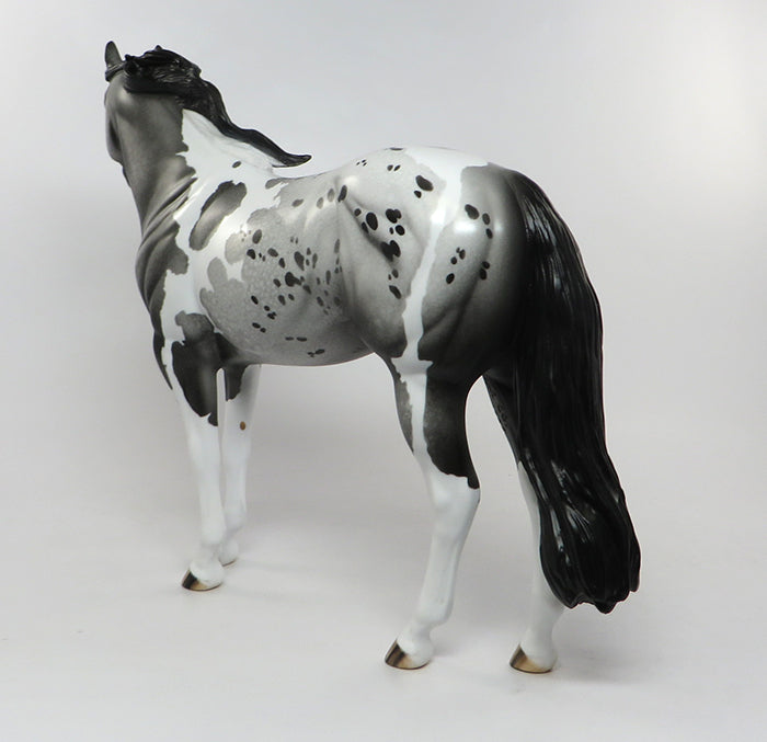 TARIQ-OOAK GREY &amp; BLACK PINTALOOSA ISH MODEL HORSE BY DAWN QUICK 08/04/16