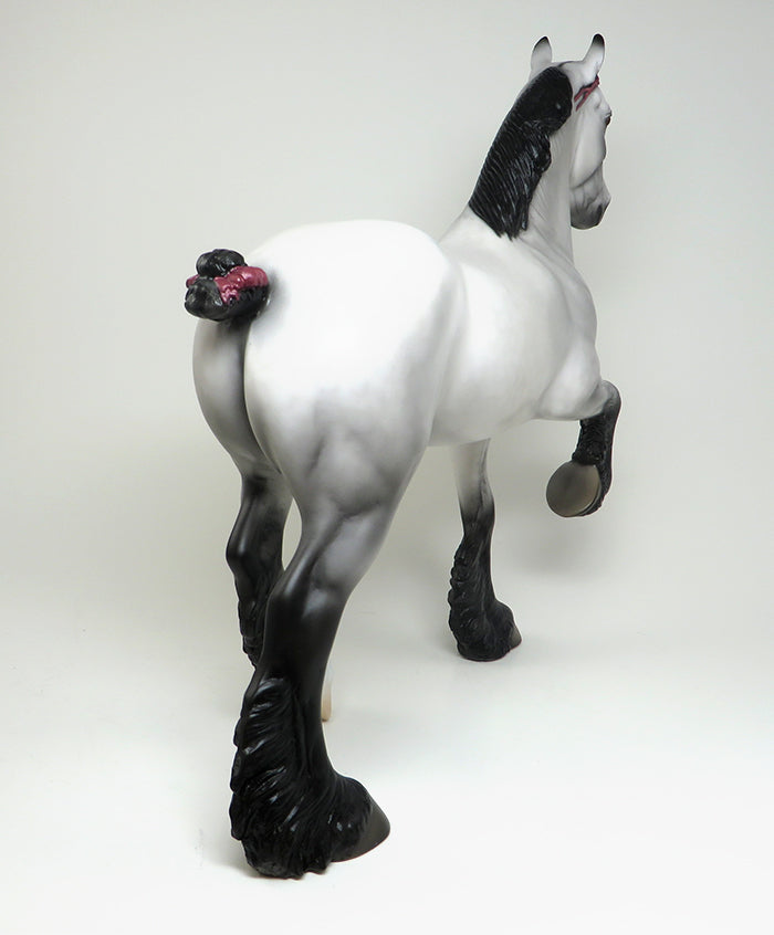 CYPRUS - OOAK DAPPLE GREY TROTTING DRAFTER MODEL HORSE - 2/5