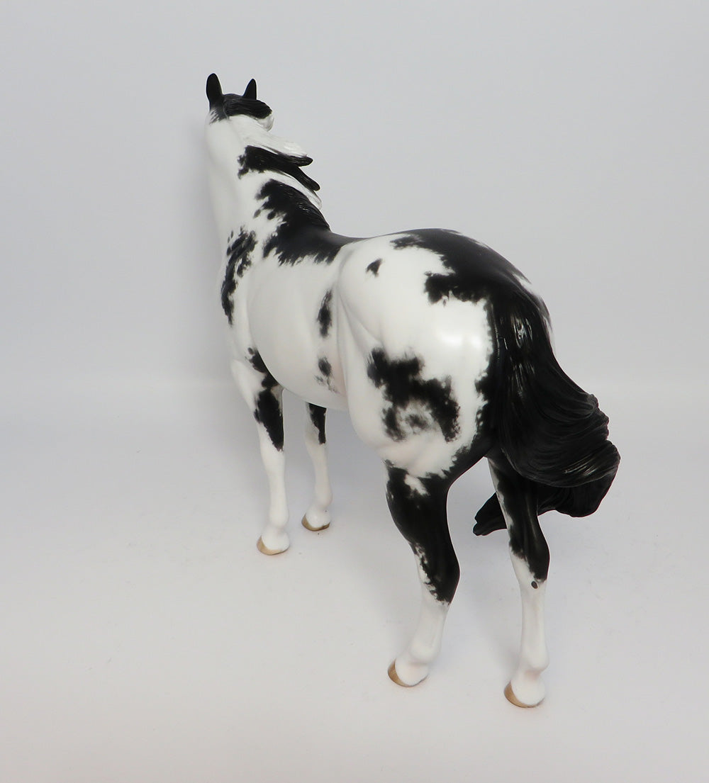 IN THE PAINTED DESERT-OOAK BLACK SABINO PAINT ISH MODEL HORSE BY SHERYL LEISURE EQ 17