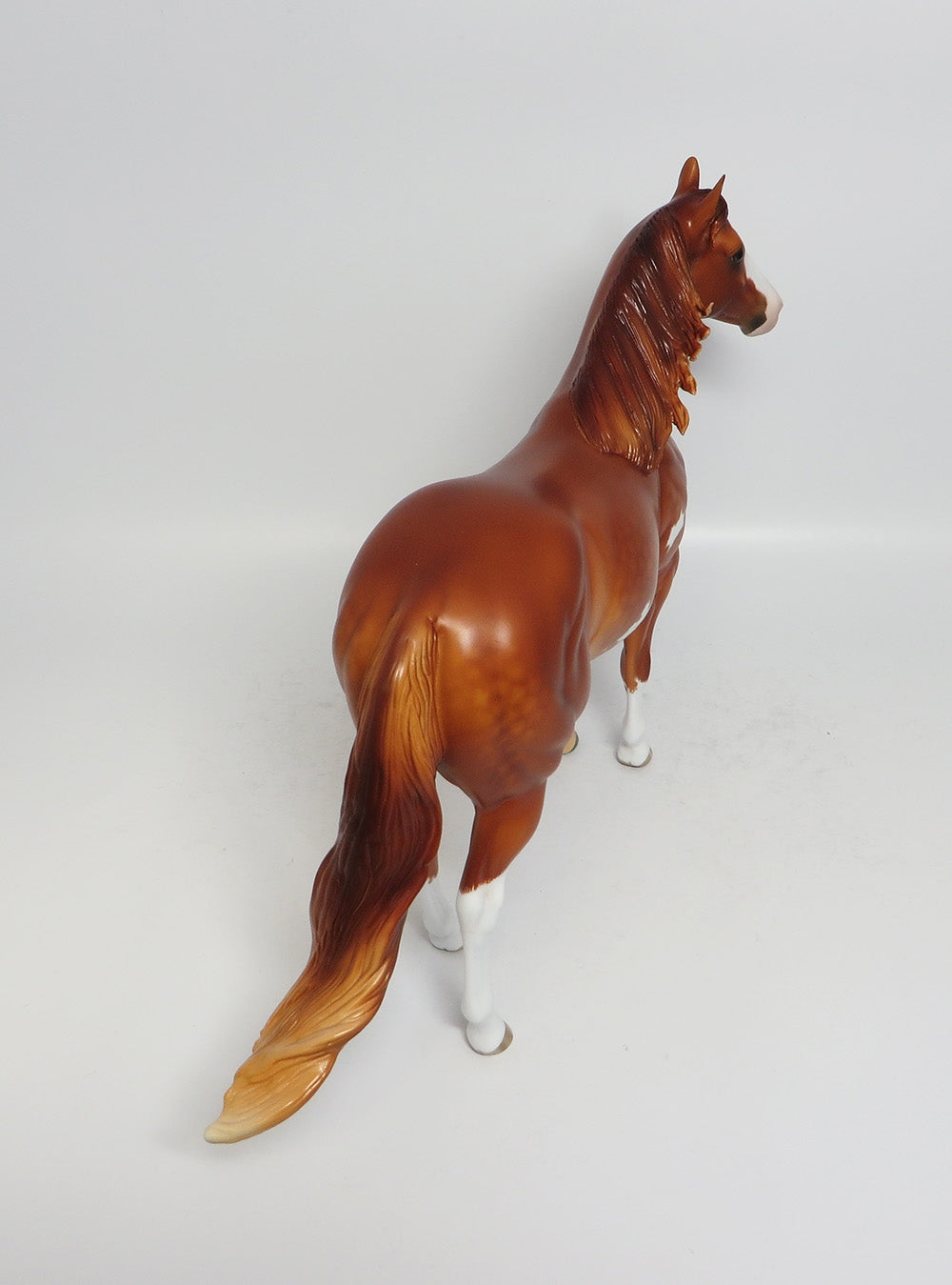 TRUE OPTIMIST-OOAK STAR DAPPLE CHESTNUT OVERO ISH MODEL HORSE BY SHERYL LEISURE 1/5/18