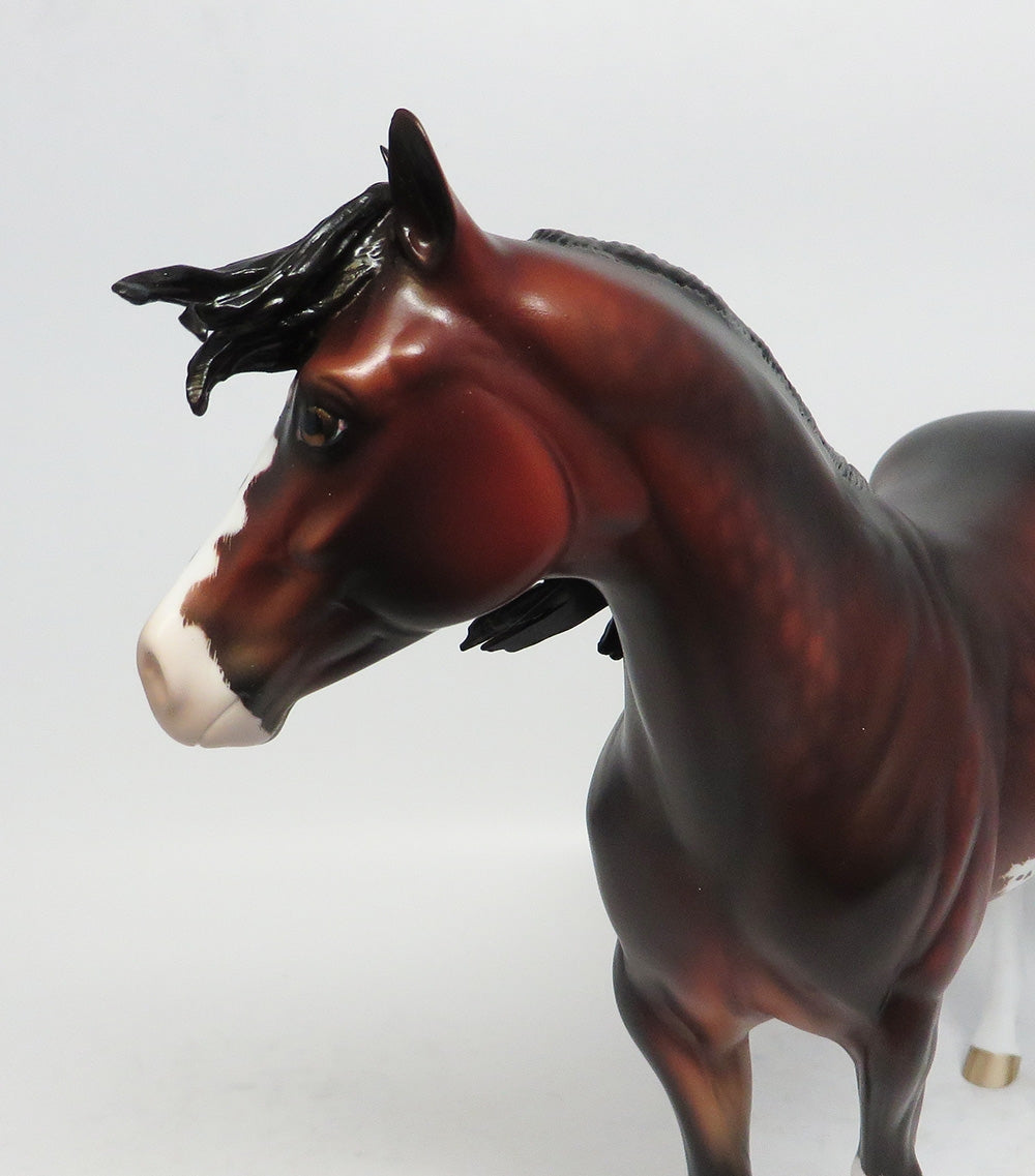 ASPIRE~OOAK STAR DAPPLE ETCHED BAY ISH MODEL HORSE BY SHERYL LEISURE 1/5/18