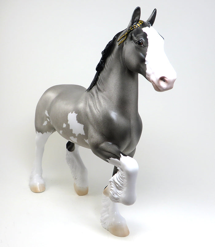 BRINLEY - OOAK  GREY PAINT TROTTING DRAFTER MODEL HORSE - 2/5