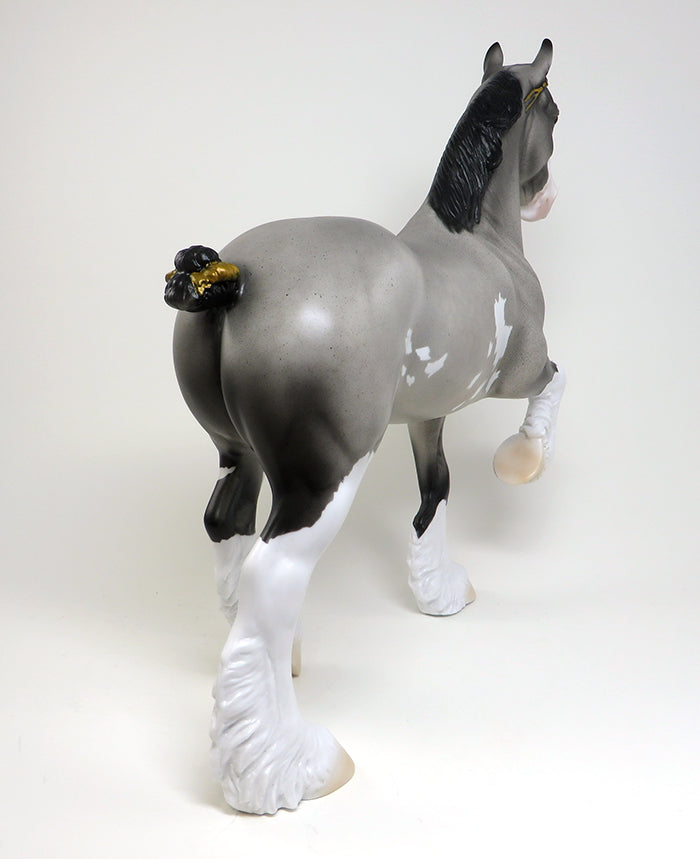 BRINLEY - OOAK  GREY PAINT TROTTING DRAFTER MODEL HORSE - 2/5