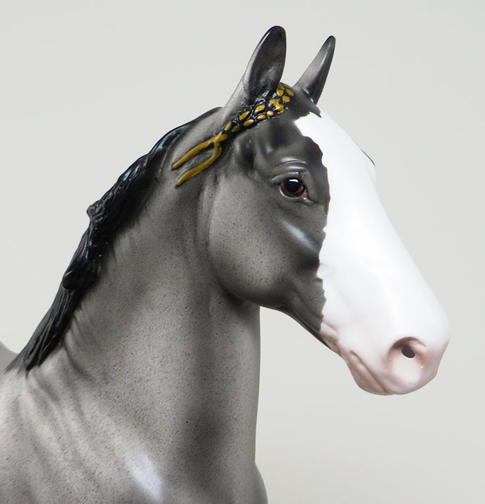 BRINLEY - OOAK  GREY PAINT TROTTING DRAFTER MODEL HORSE - 2/5