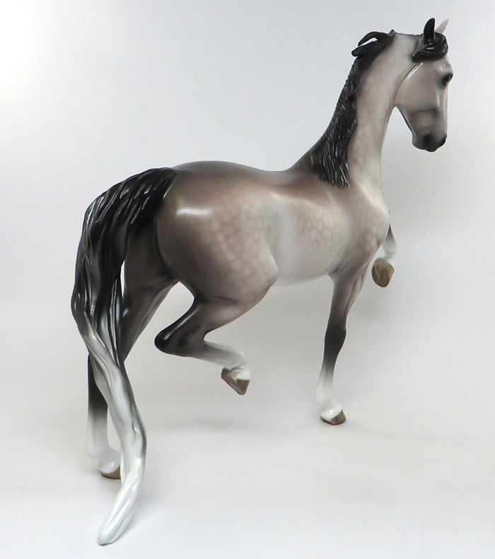 MERLOT-OOAK DAPPLED ROSE GREY SADDLEBRED MODEL HORSE CUSTOMIZED BY JT PAINTED &amp; SIGNED BY SHERYL LEISURE 8/8