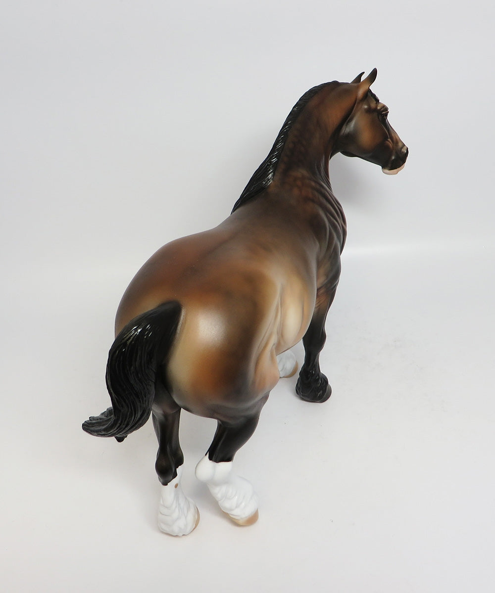 HALF TIME GIRL - OOAK DAPPLE BAY BUNNY HEAVY DRAFT MODEL HORSE BY DAWN