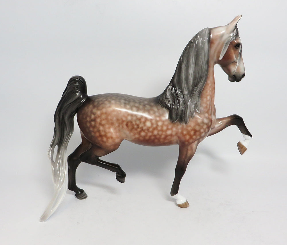 CALCULATED RISK - OOAK DAPPLE ROSE GREY SADDLEBRED MODEL HORSE SUPER BOWL SALE 2018