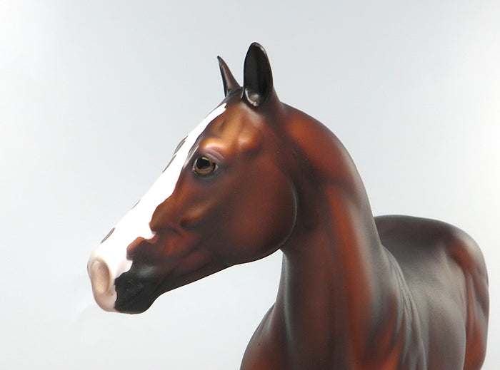 DIERMAIT-OOAK DAPPLED BLOOD BAY ISH MODEL HORSE Painted &amp; Signed by Dawn Quick 08/10