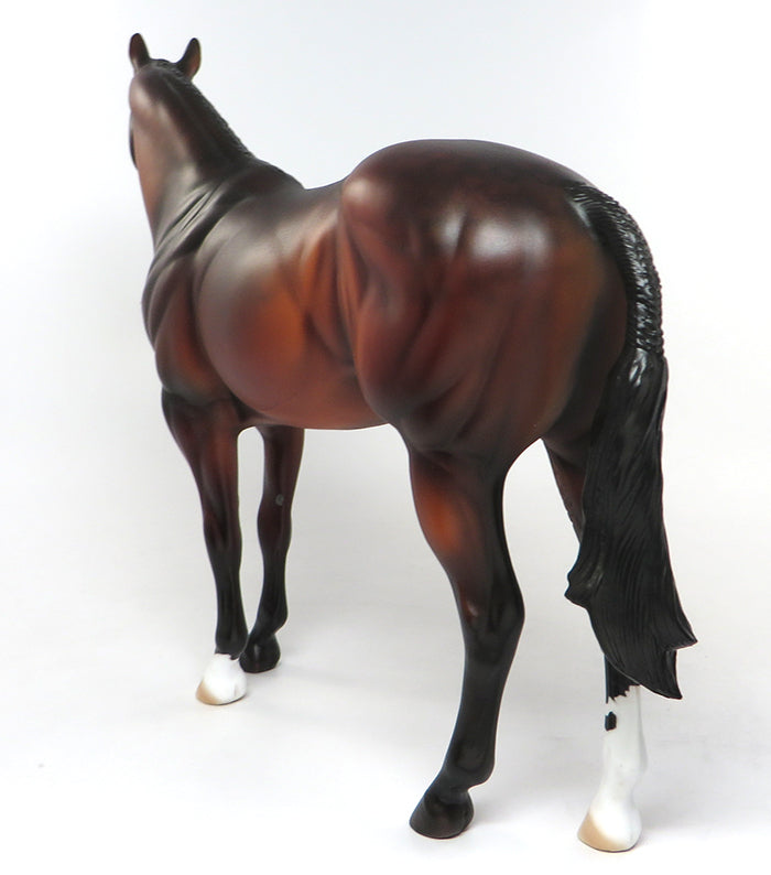 DIERMAIT-OOAK DAPPLED BLOOD BAY ISH MODEL HORSE Painted &amp; Signed by Dawn Quick 08/10