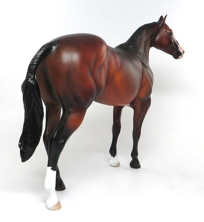 DIERMAIT-OOAK DAPPLED BLOOD BAY ISH MODEL HORSE Painted &amp; Signed by Dawn Quick 08/10