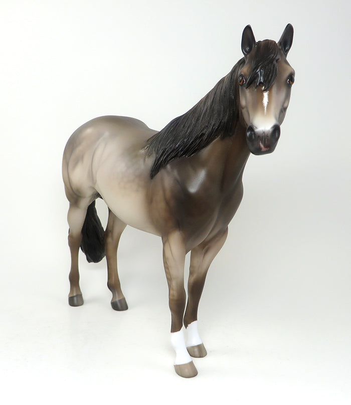 FLY THE RED EYE - OOAK BUCKSKIN ISH MODEL HORSE by SHERYL LEISURE - 2/12