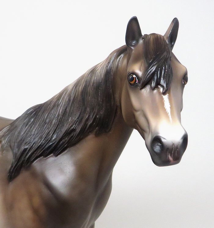 FLY THE RED EYE - OOAK BUCKSKIN ISH MODEL HORSE by SHERYL LEISURE - 2/12