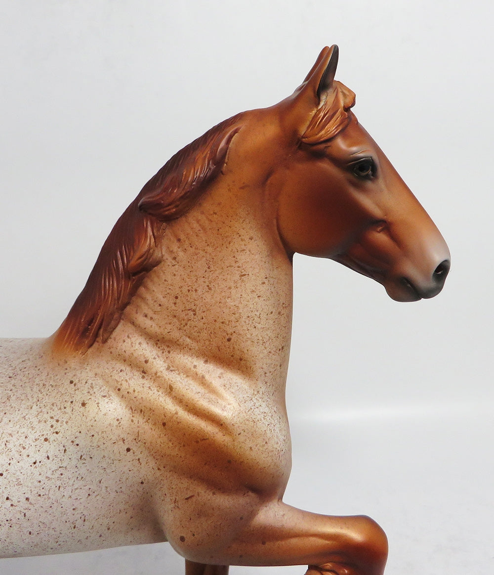 RIGHT AS RAIN-OOAK RED ROAN TROTTING DRAFTER MODEL HORSE MIDWEST FAIR 2018