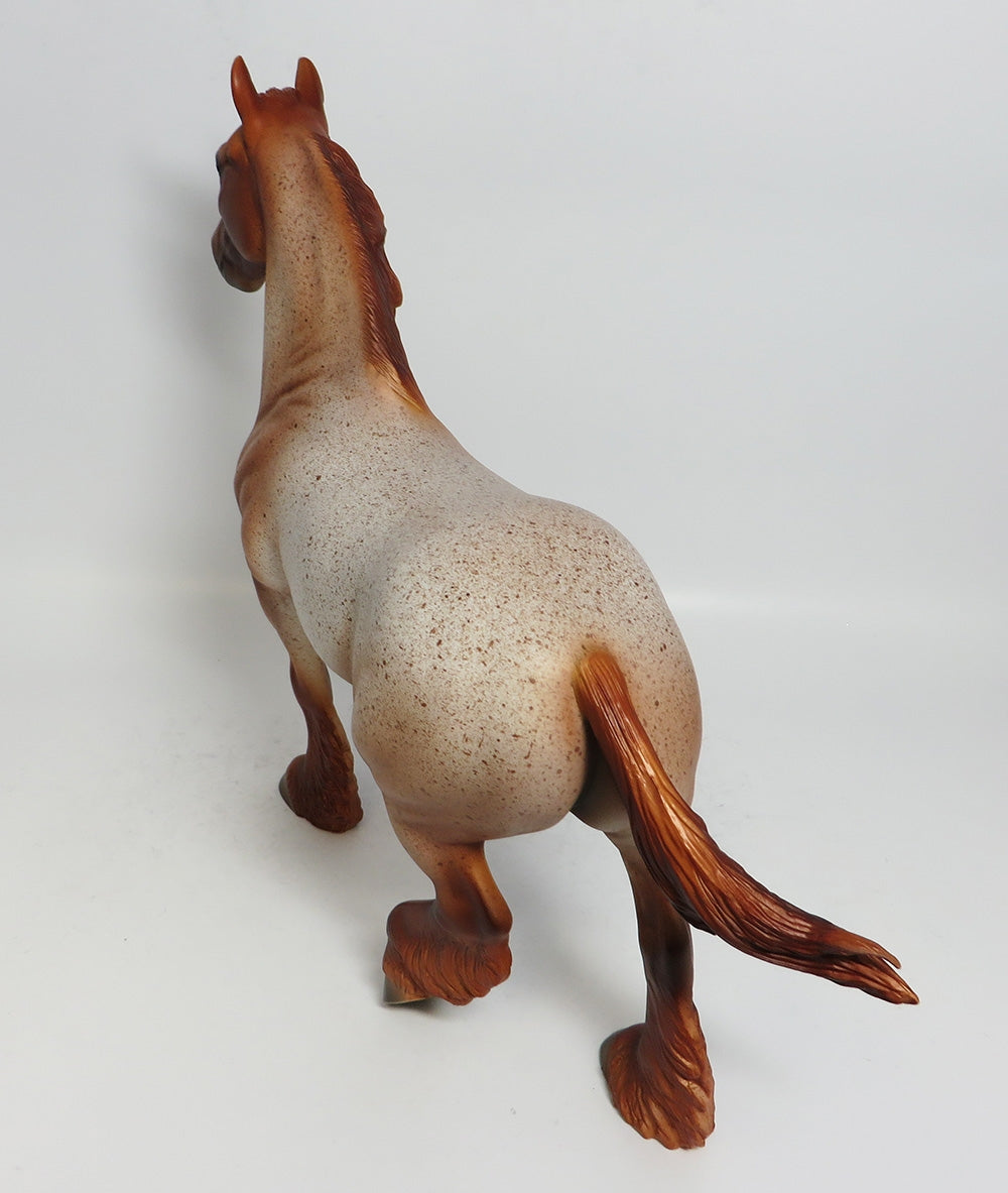 RIGHT AS RAIN-OOAK RED ROAN TROTTING DRAFTER MODEL HORSE MIDWEST FAIR 2018