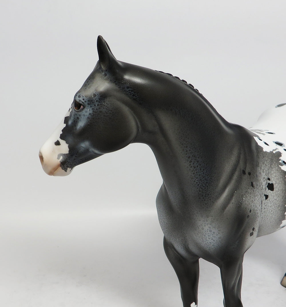 GIVE A HOOT-OOAK BLACK LEOPARD APPALOOSA ISH MODEL HORSE MIDWEST FAIR 2018